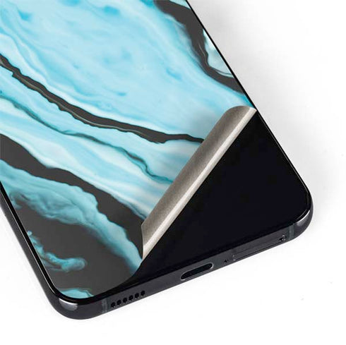 Aqua Blue Marble Ink Galaxy S22 Plus Skin